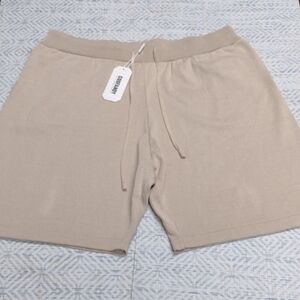 Coofandy Men's Beige Athletic Shorts Knit 80%Viscose  20%Polyester